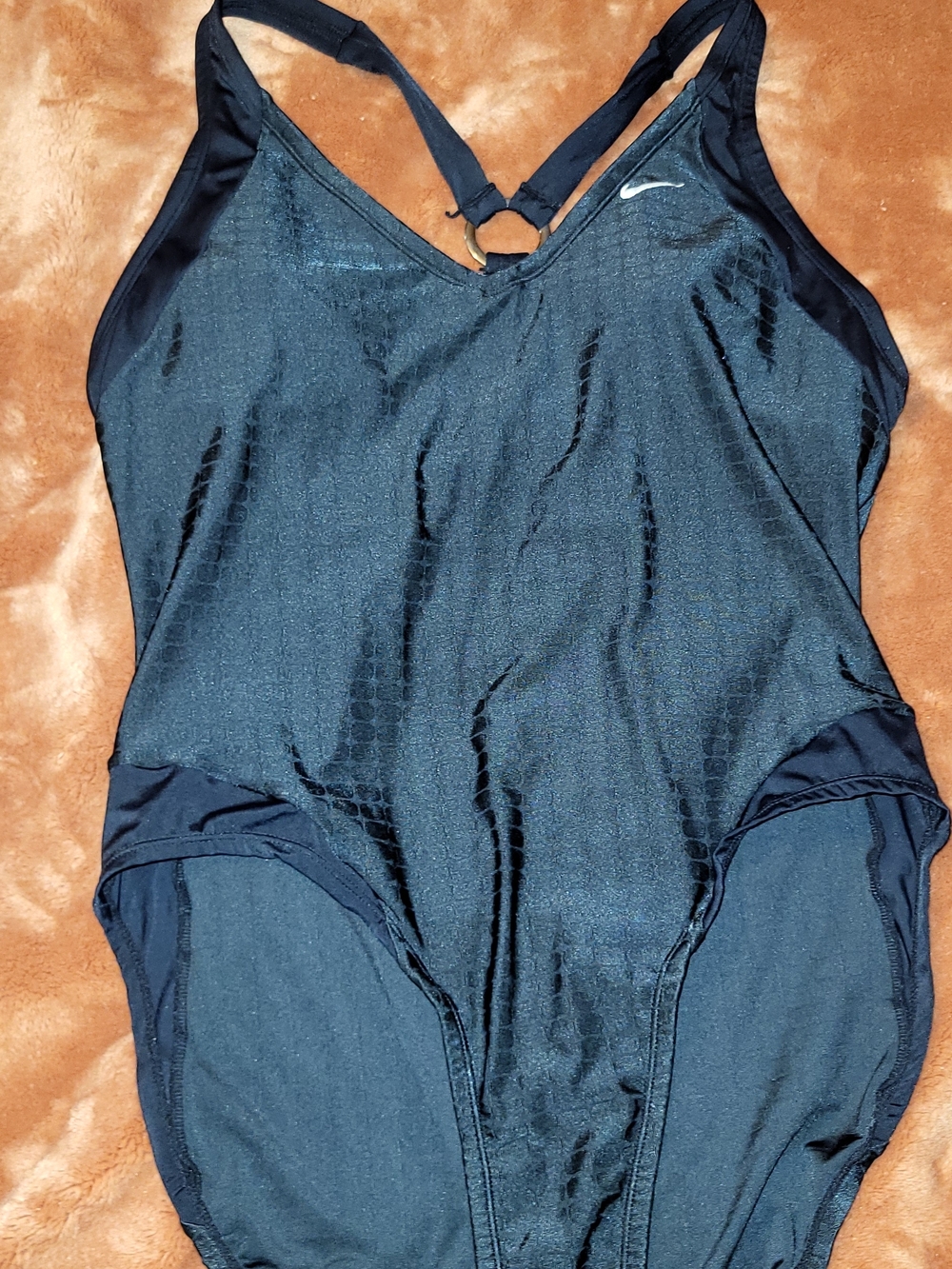 Nike Women’s Black One-Piece Swim Suit with Ring Back Detail